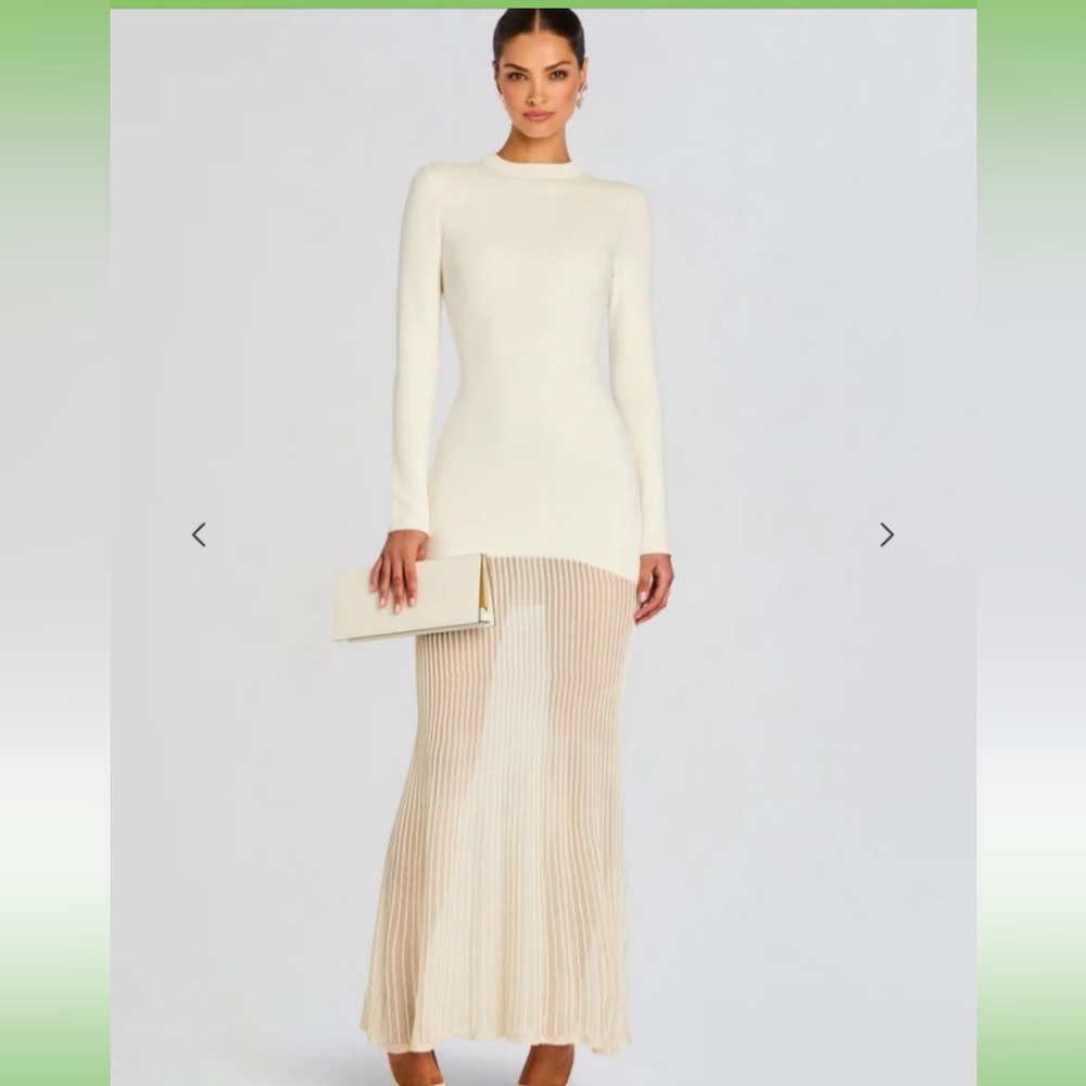 Elegant Cream Long Sleeve Dress
